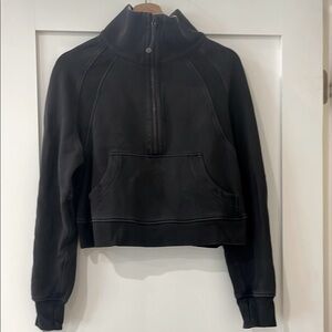 lululemon athletica Black Half-Zip Cropped Hoodie